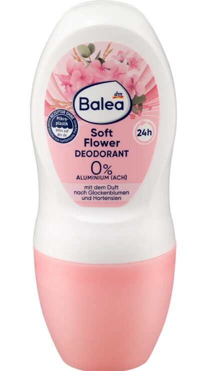 Balea dezodorants Roll On Soft Flower ar pulkstenīšu un hortenziju smaržu, 50 ml